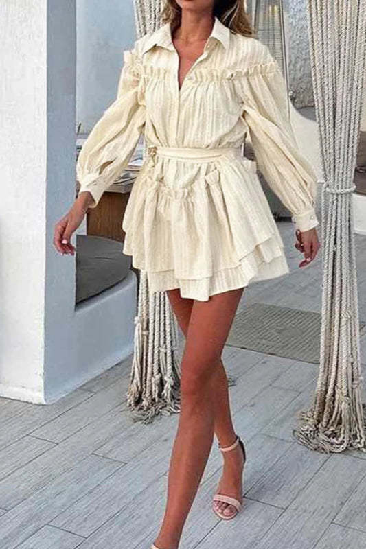 Elegant Lantern Sleeve Boho Dress