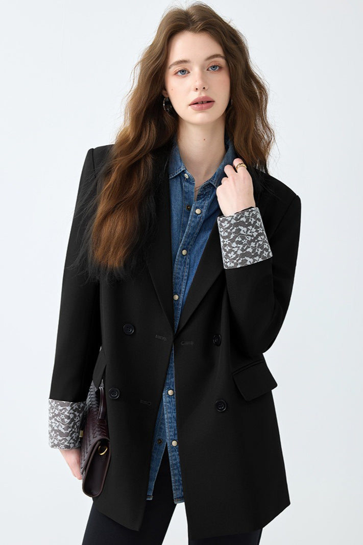 Loose Fit Long Sleeve Blazer S / Black