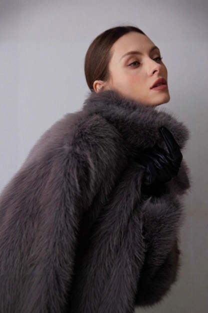 Solid Faux Fur Winter Coat coats