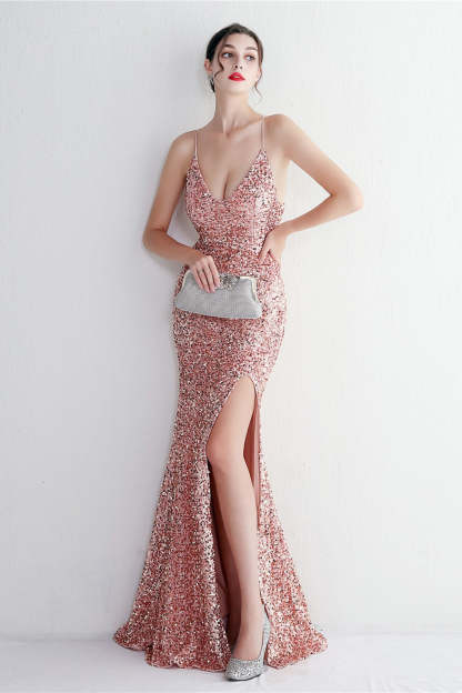 Elegant Velvet Sequin Party Dress