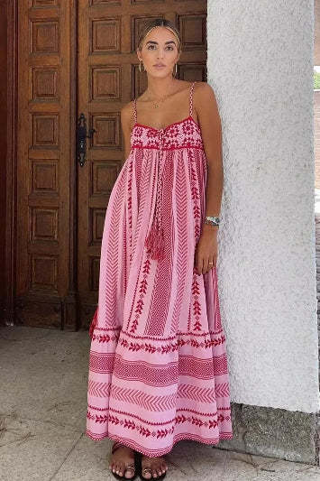 Boho Spaghetti Strap Tassel Boho Dress