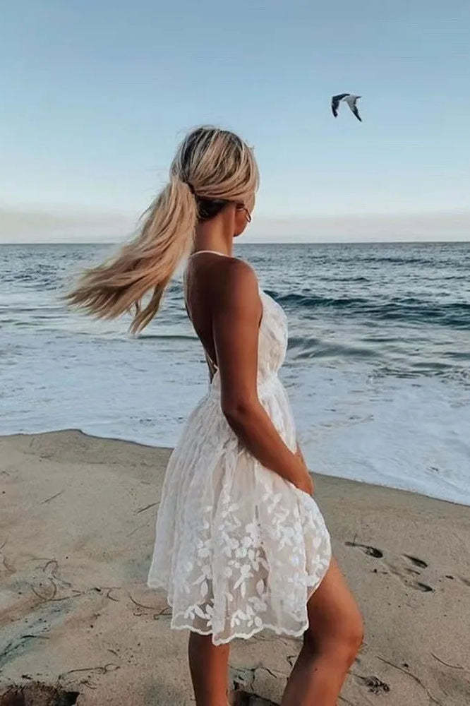 Lace Mesh Backless Boho Dress