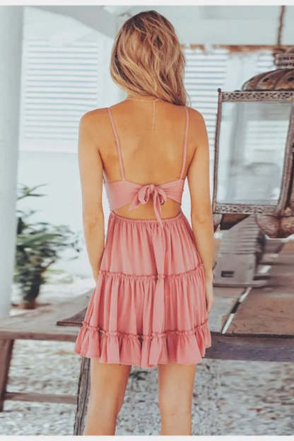 White Spaghetti Strap Mini Boho Dress