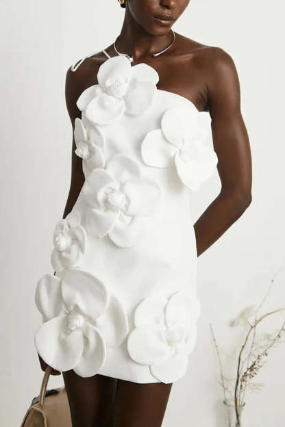 Patchwork Applique Boho Dress White / S