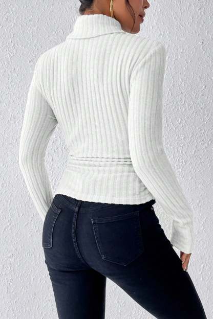 Fitted Long Sleeve Mock Neck Sweater