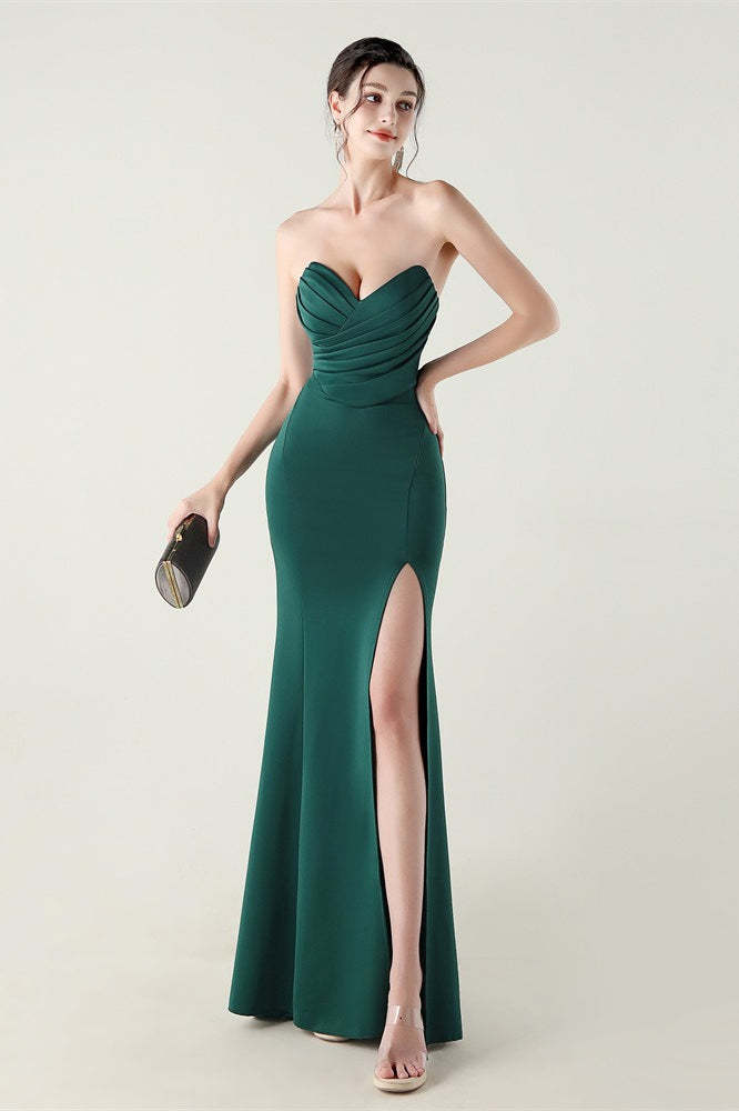 Strapless Sweetheart Pleated Party Dress