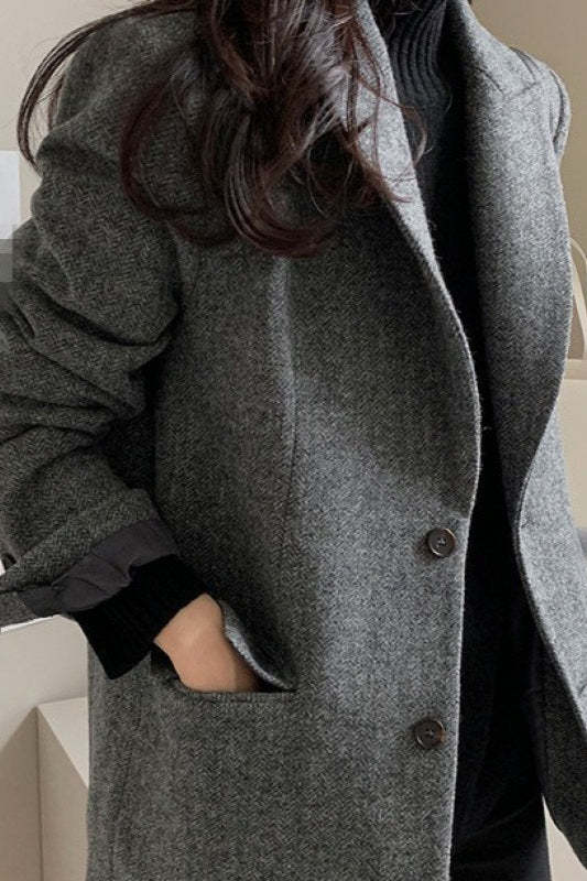 Wool Blend Solid Color Blazer