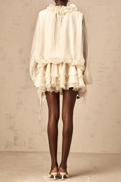 Loose Fit Folded Ruffle Boho Dress