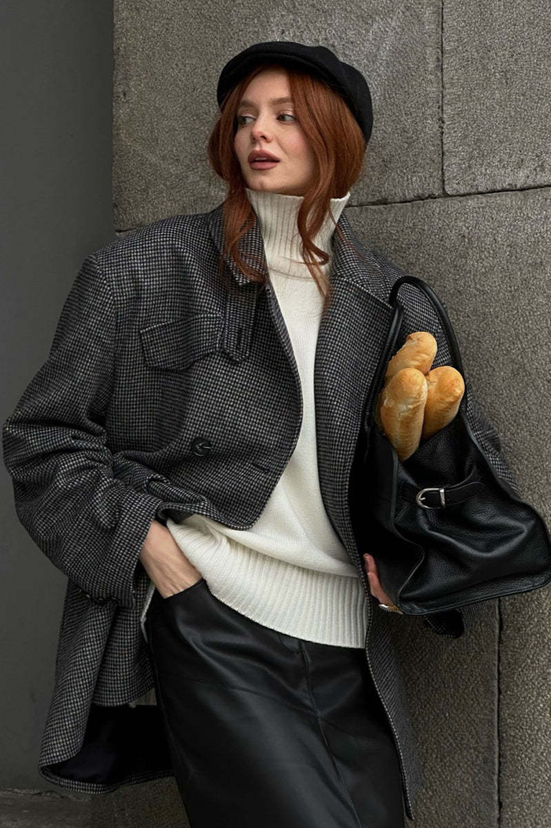 Double Breasted Wool Blazer Coat