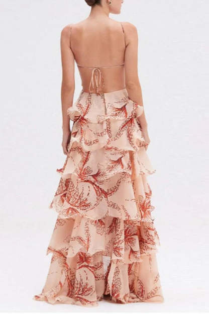 Chic V Neck Pleated Boho Dress