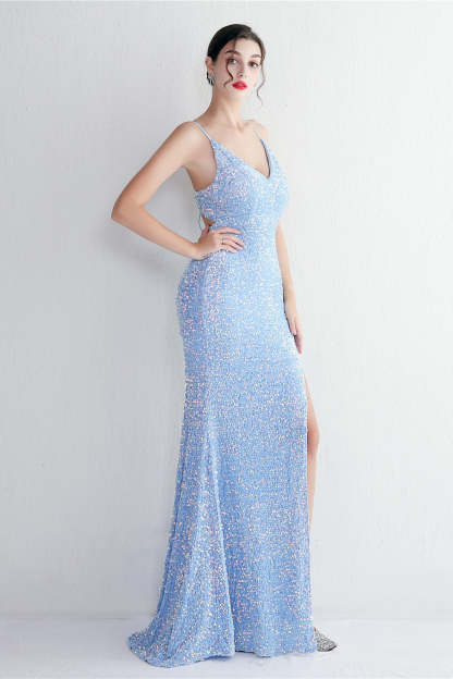 Elegant Velvet Sequin Party Dress