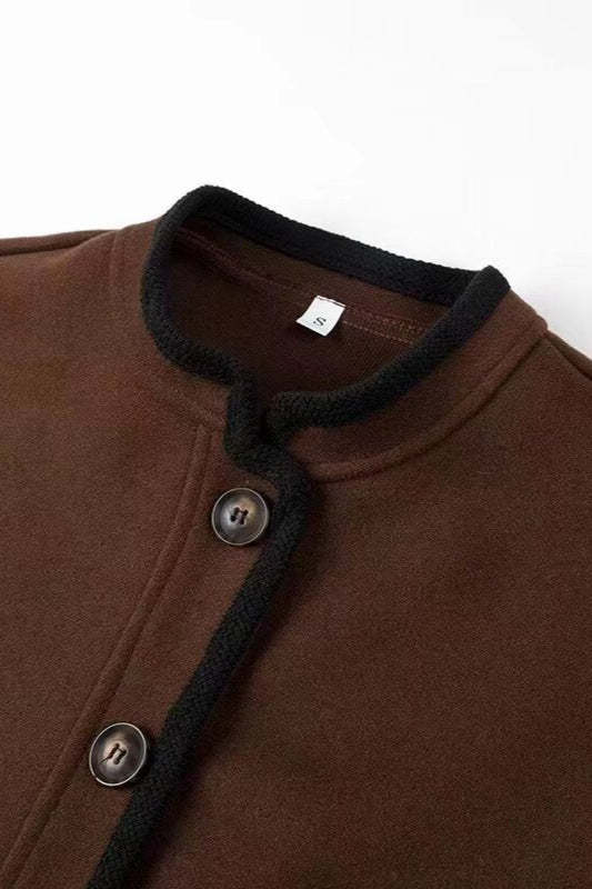 Wool Blend Colorblock Casual Coat coats