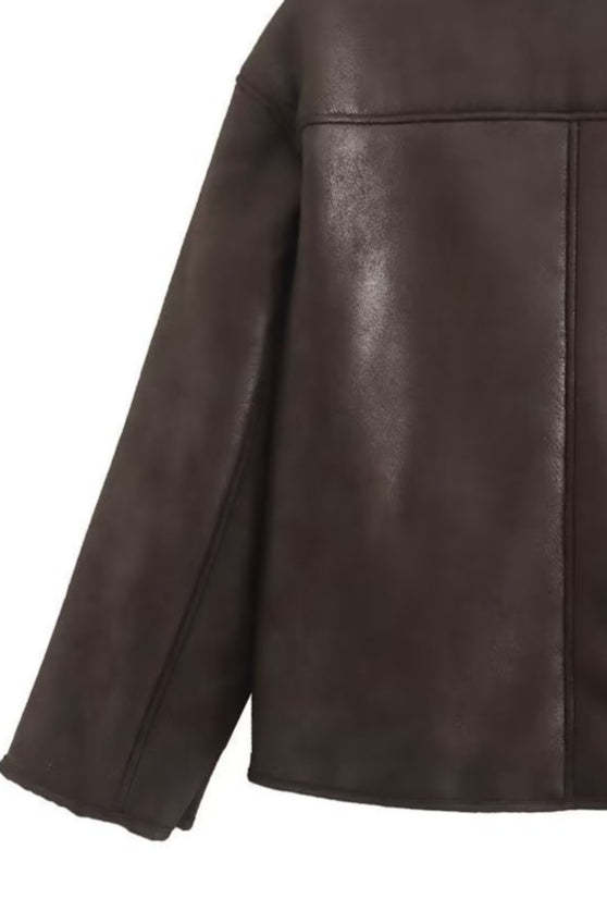 Faux Shearling Lined Loose Jacket