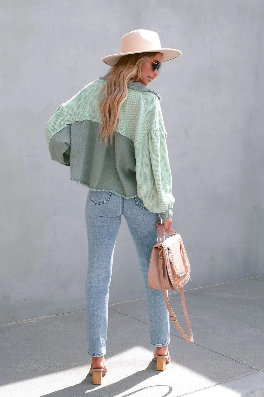 Brushed Waffle Long Sleeve Coat coats