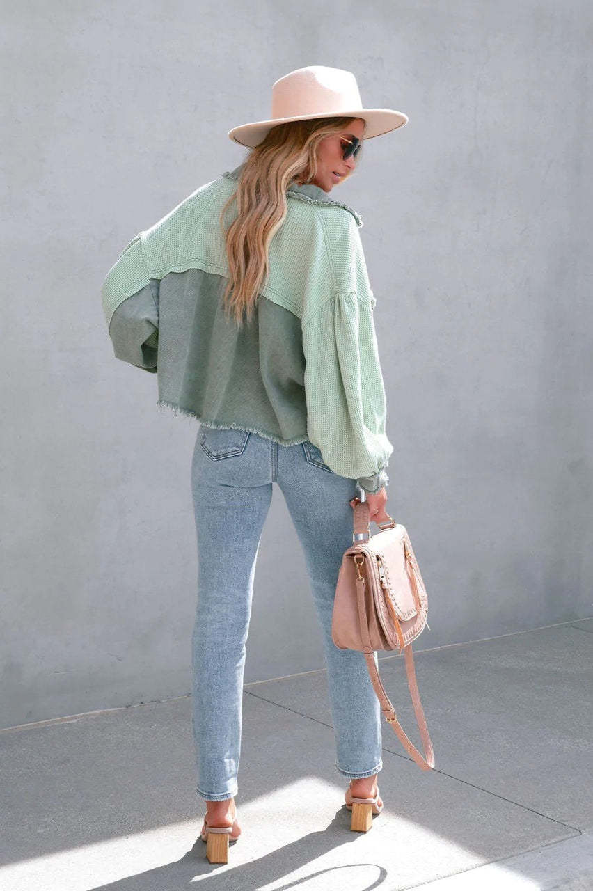 Brushed Waffle Long Sleeve Coat coats