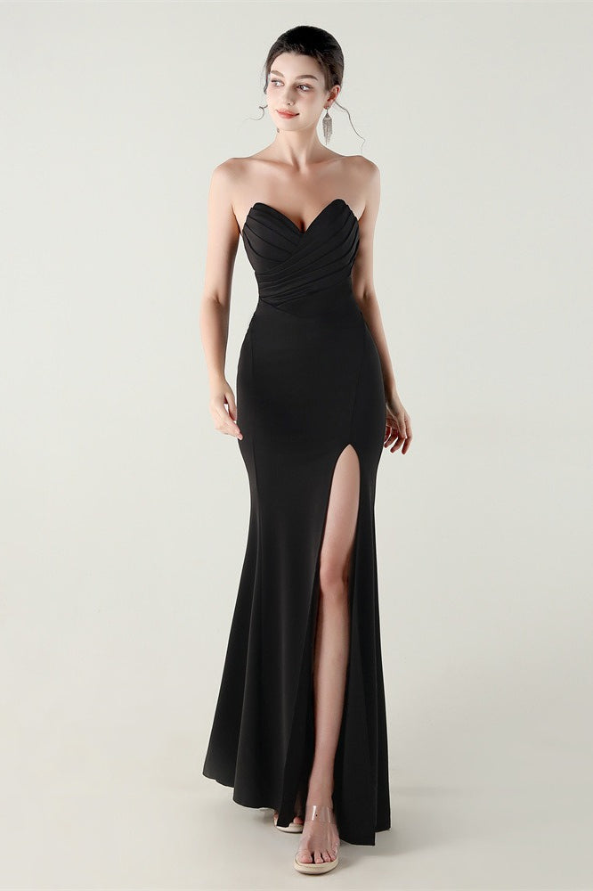 Strapless Sweetheart Pleated Party Dress