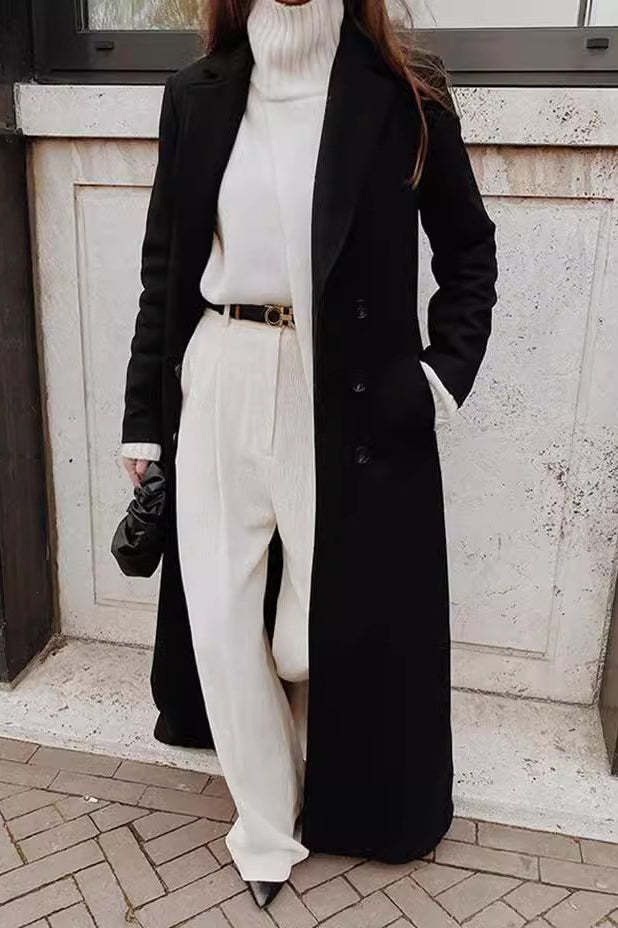 Solid Wool Blend Longline Coat coats