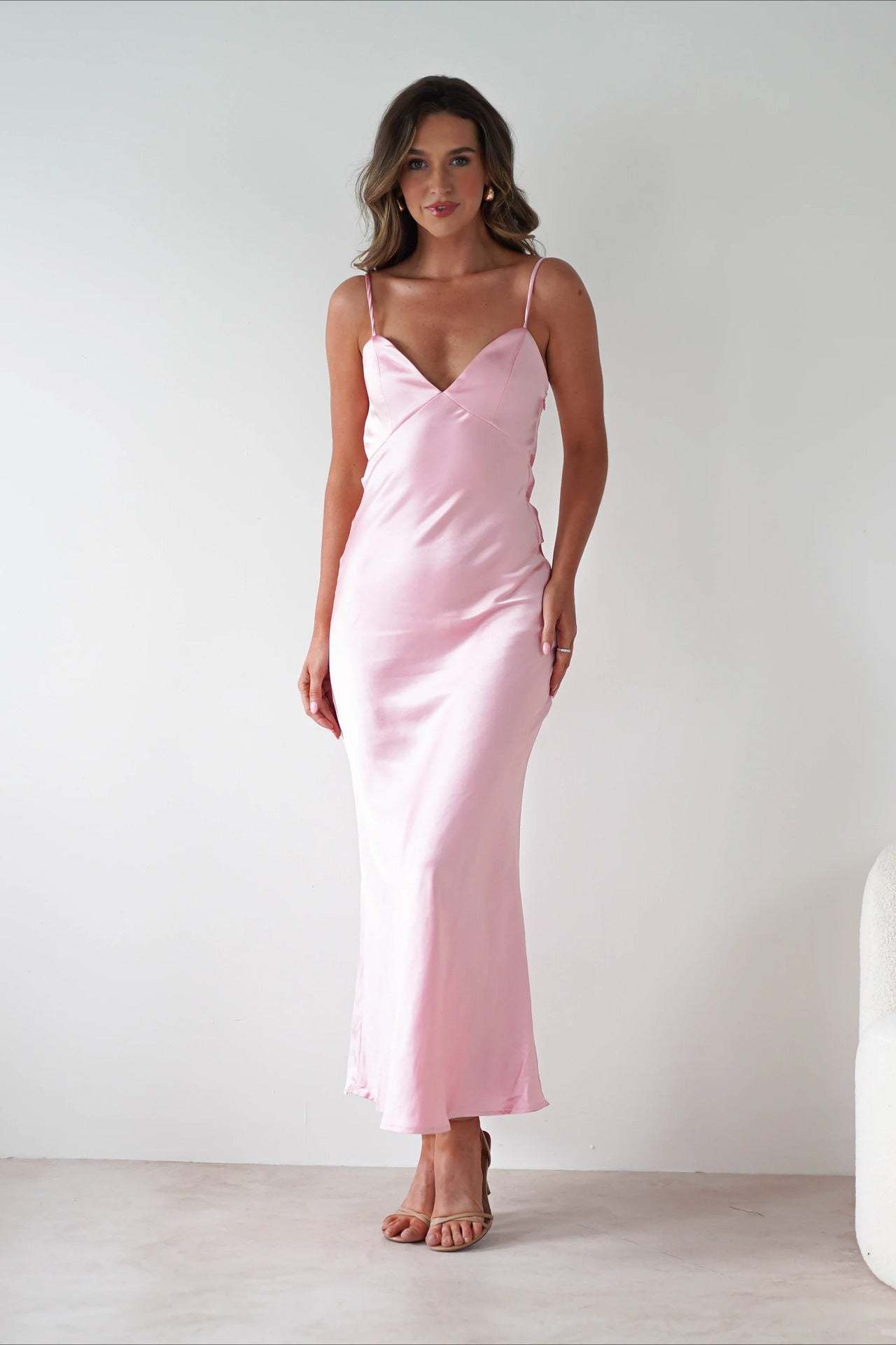 Satin Backless Tie Party Dress
