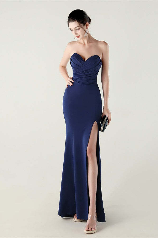 Strapless Sweetheart Pleated Party Dress