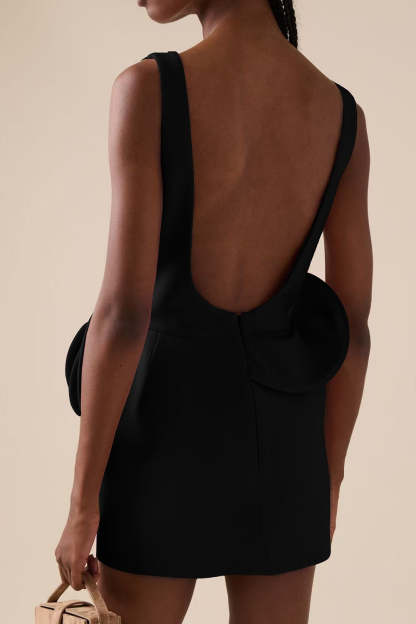 Chic Floral Embellished Party Dress XS / Black