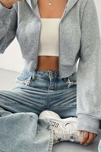 Short Zip Up Hoodie Coat coats