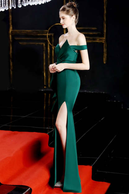 Slit Off Shoulder Mermaid Maxi Party Dress