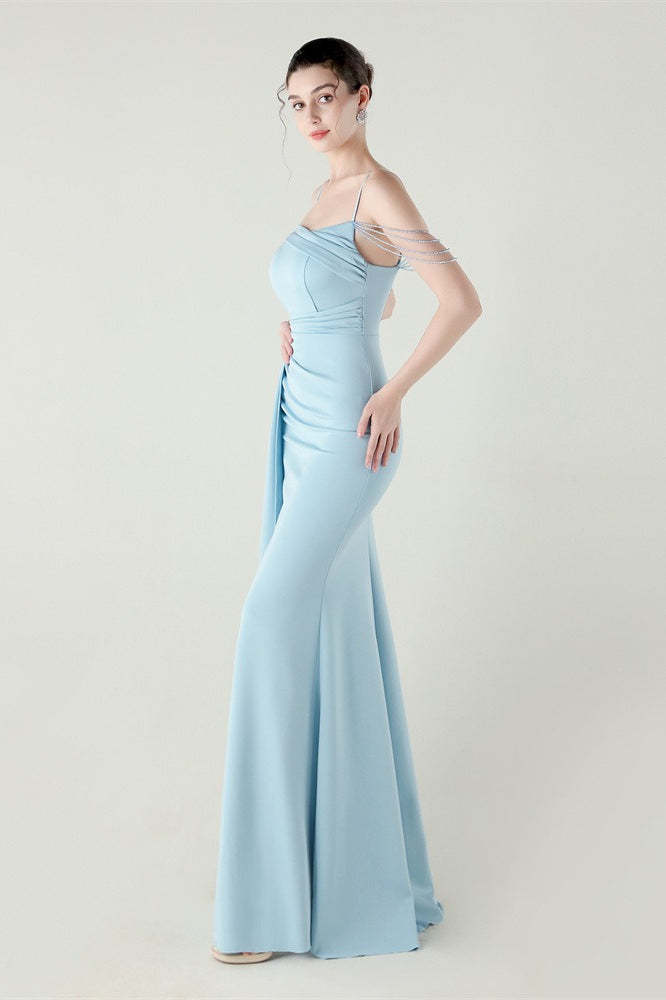 Satin Spaghetti Strap Mermaid Party Dress