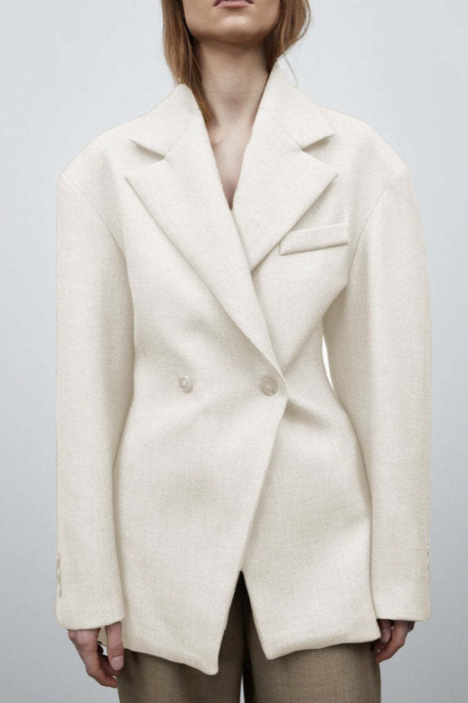 Lapel Relaxed Fit Blazer White / M