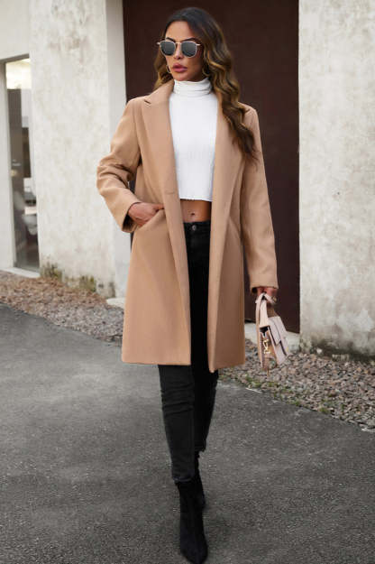 Wool Blend Solid Longline Coat coats