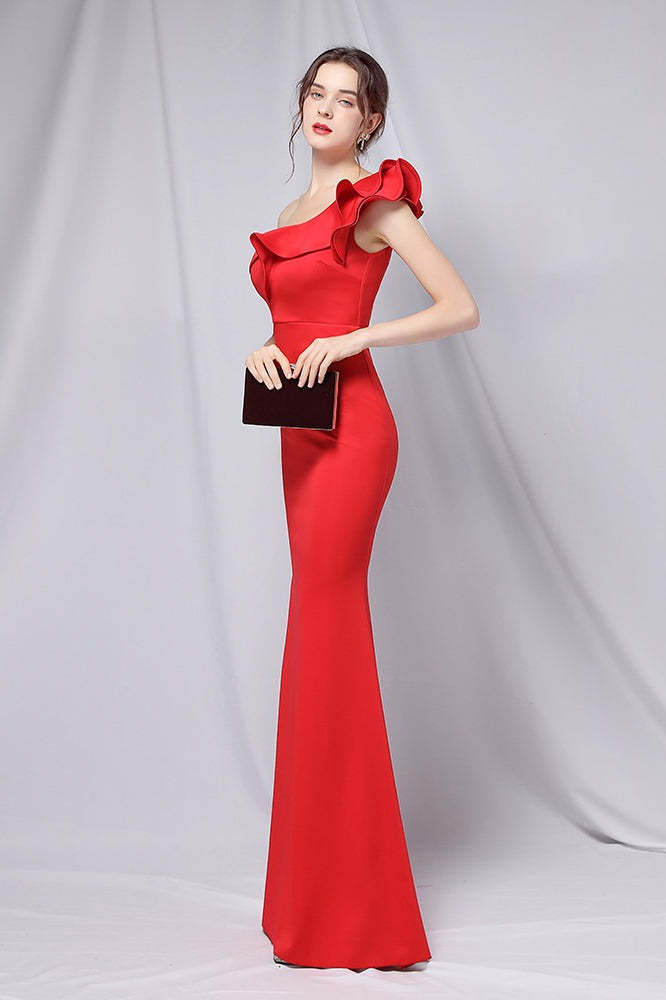Off Shoulder Mermaid Maxi Party Dress Red / S