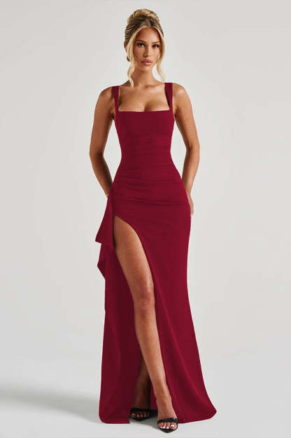 Sexy Spaghetti Strap High Slit Maxi Party Dress