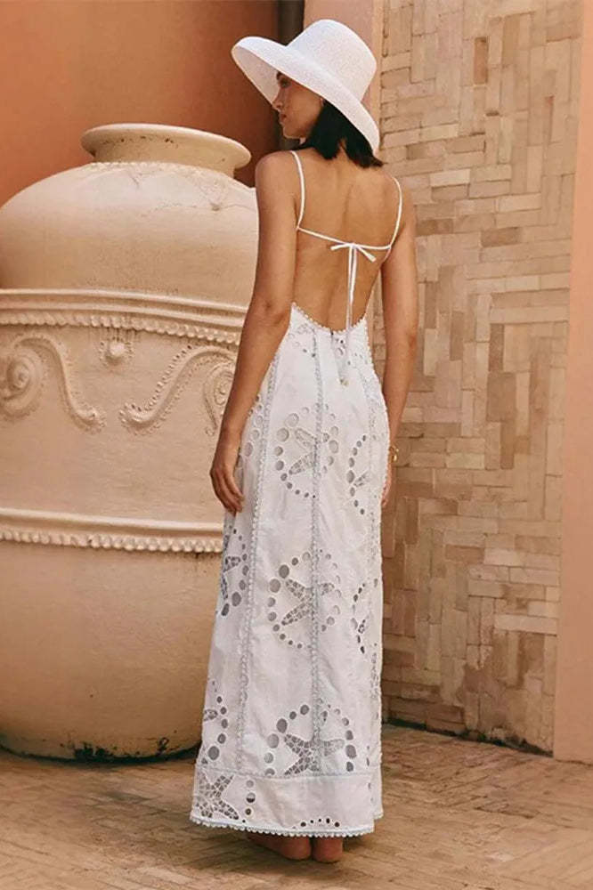 Backless Lace Up Boho Dress