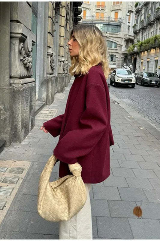 Scarf Collar Single Breasted Wool Coat coats