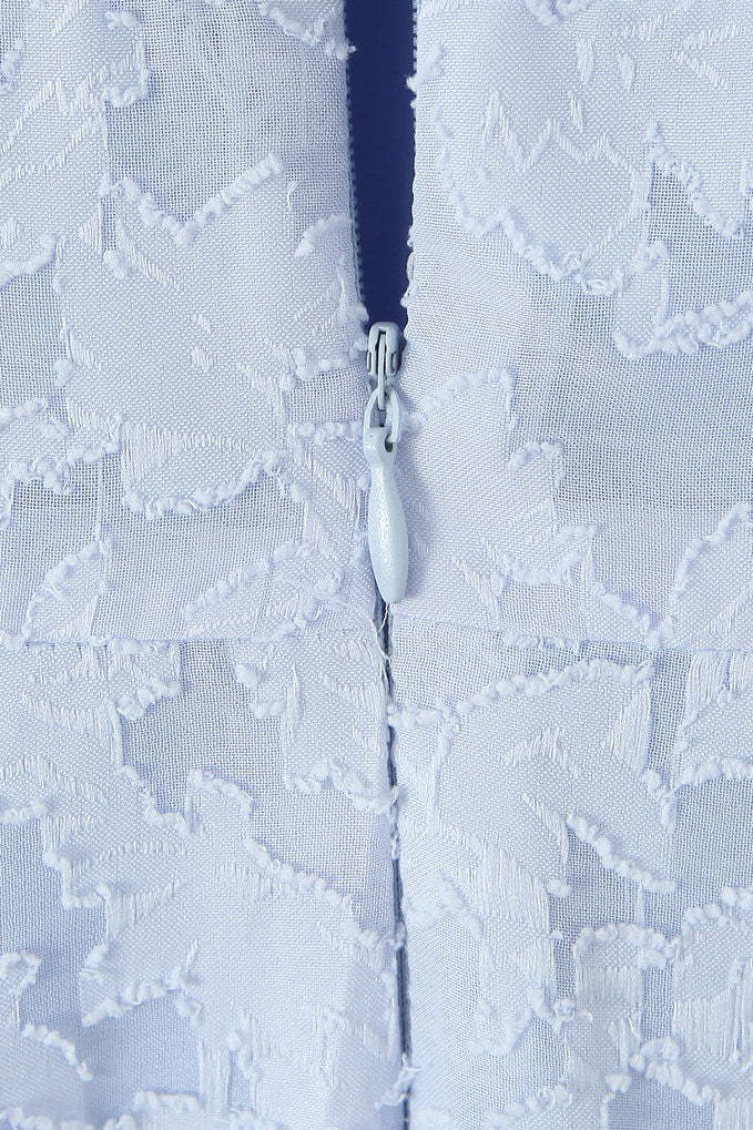 Romantic Blue Halter Jacquard Party Dress