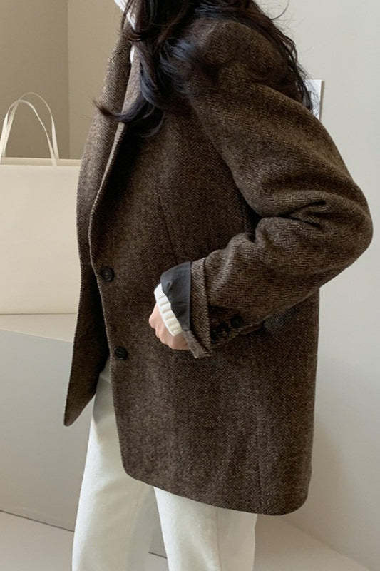 Wool Blend Solid Color Blazer