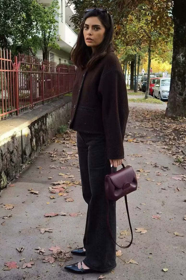 Wool Blend Colorblock Casual Coat coats