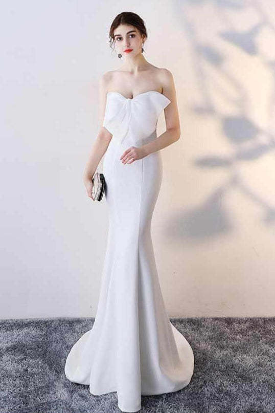 Bow Strapless Mermaid Maxi Party Dress