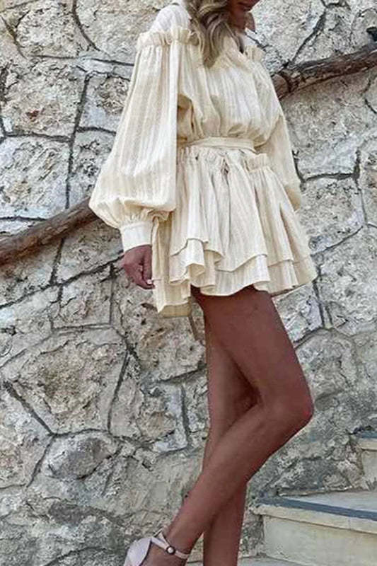 Elegant Lantern Sleeve Boho Dress