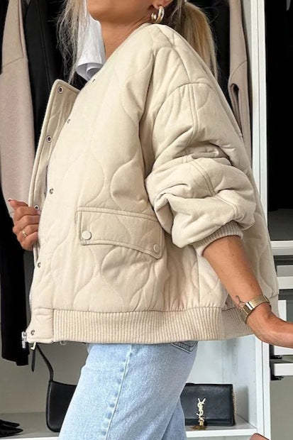 Casual Solid Button Padded Coat coats