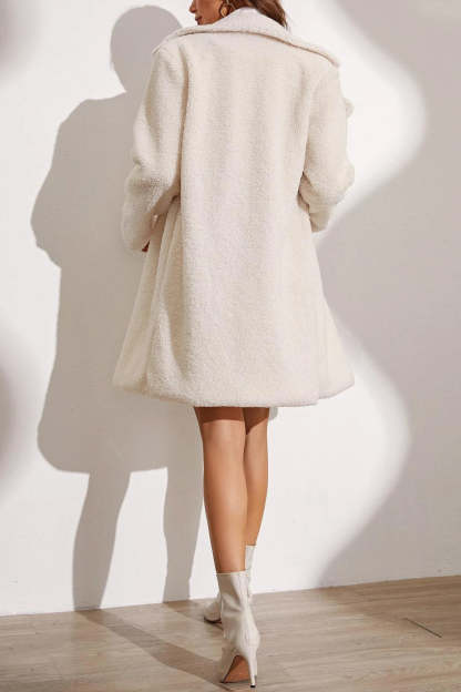 Plush Longline Lapel Winter Coat coats