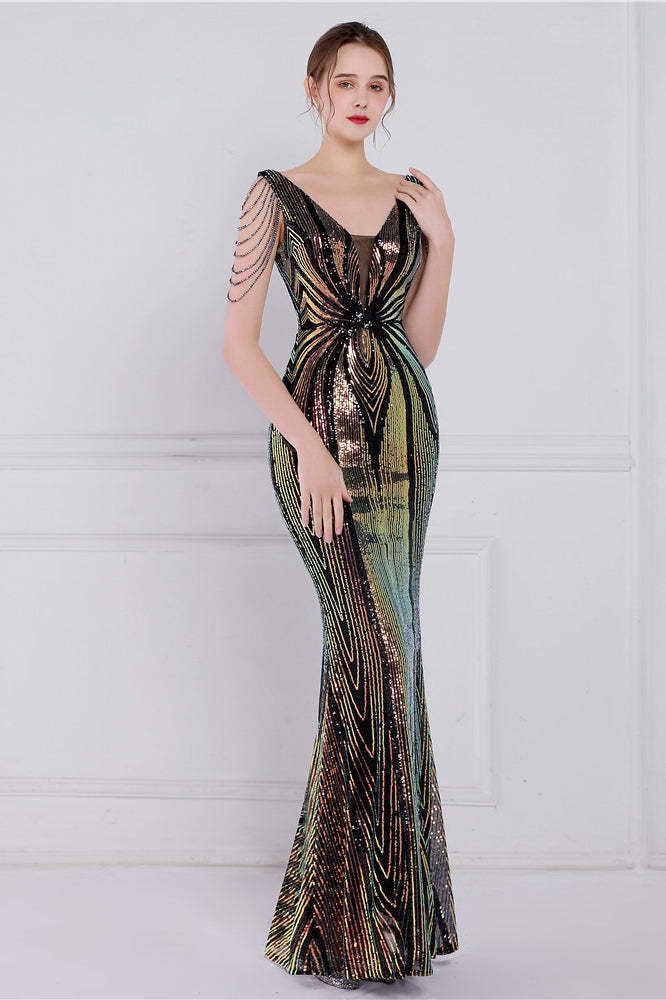 Beaded Floral Sequin Mermaid Party Dress