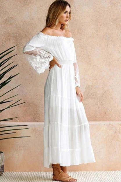 Flare Sleeve Off Shoulder Boho Dress