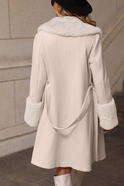 Fur Collar Belted Midi Trench Coat