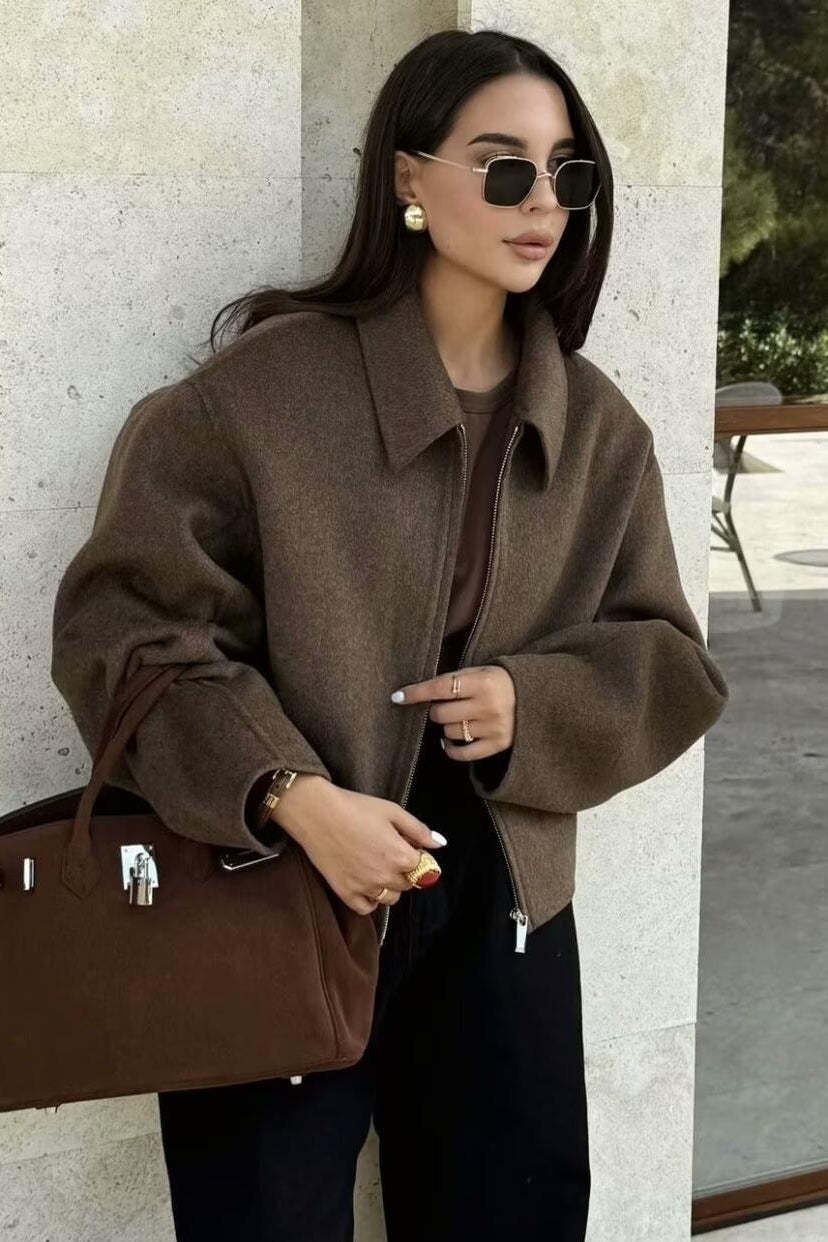 Minimalist Lapel Short Wool Coat coats
