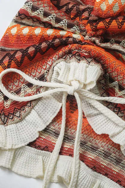 Colorful Strappy Knit Boho Dress