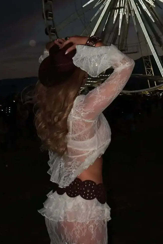 Sheer Lace Two Piece Boho Dress