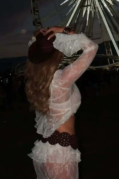 Sheer Lace Two Piece Boho Dress