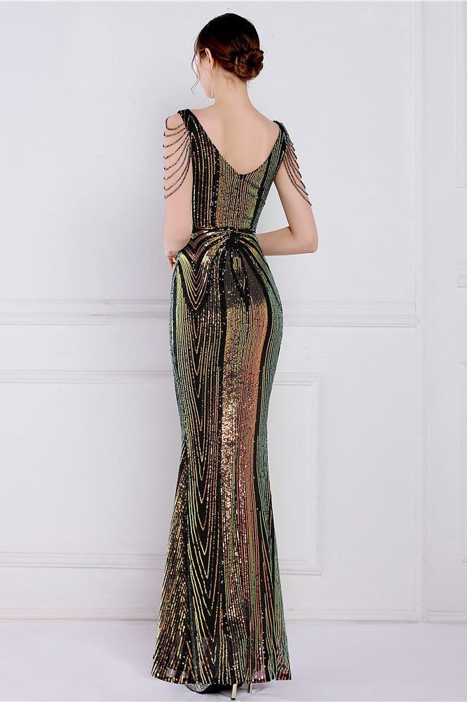 Beaded Floral Sequin Mermaid Party Dress