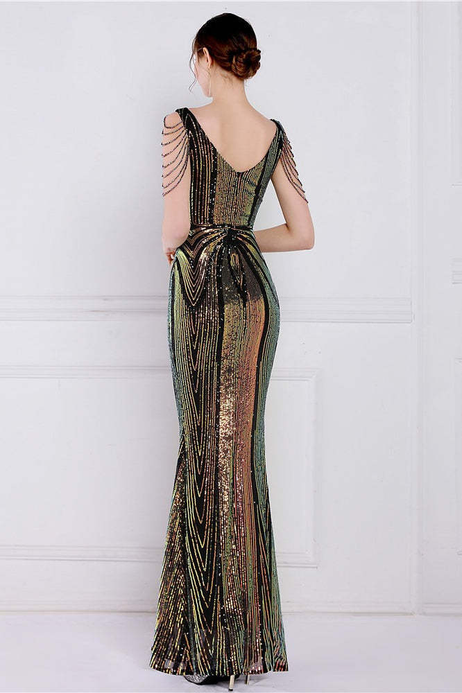 Beaded Floral Sequin Mermaid Party Dress