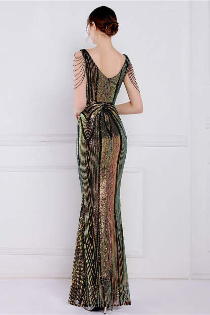 Beaded Floral Sequin Mermaid Party Dress